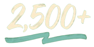 Stylized counter reading '2,500+', representing over twenty-five hundred grocery boxes delivered to families.