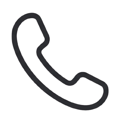 A minimalistic phone handset icon, representing telephone contact.